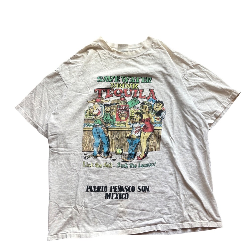 Vintage Save Water Drink Tequila Raunchy Comedy Shirt Mexico Destination Shirt